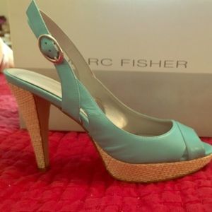 Marc Fisher MFPenelope, Peep Toe, 7, Turquoise